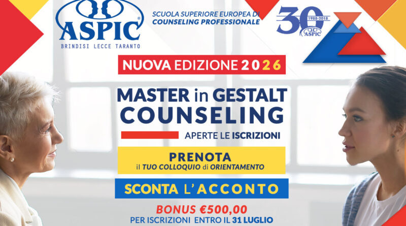 APERTE LE ISCRIZIONI | MASTER ESPERIENZIALE IN GESTALT COUNSELING 2026